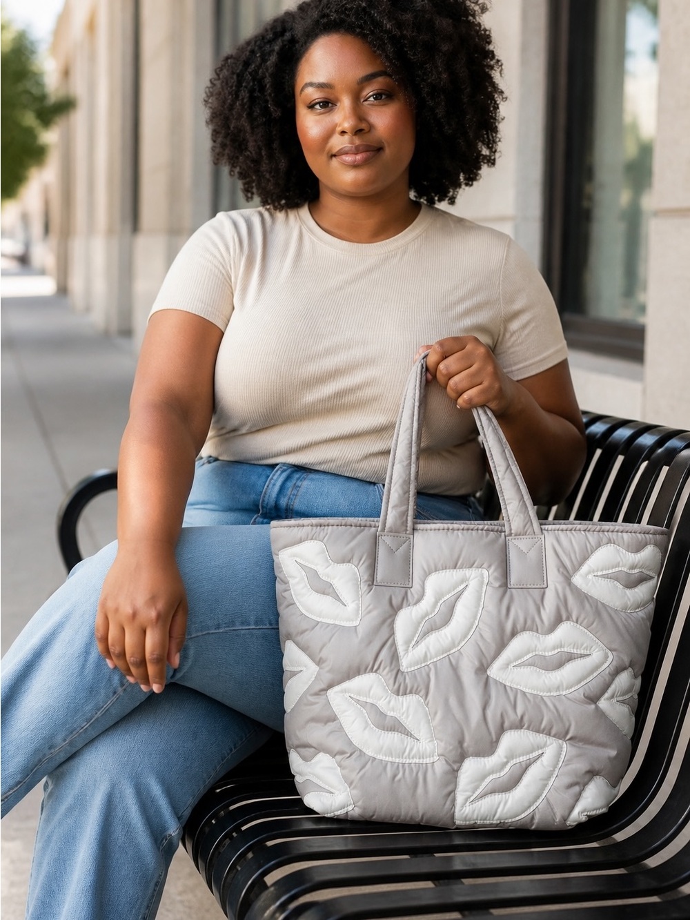 WildFox Quilted Lip-Appliqué Tote Bag — New with tags!